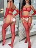 Romance Open Crotch Fishnet Bodysuit Women Sexy Lingerie Porn Garters Bodystockings Lace Underwear Erotic Outfits Sexy Set New