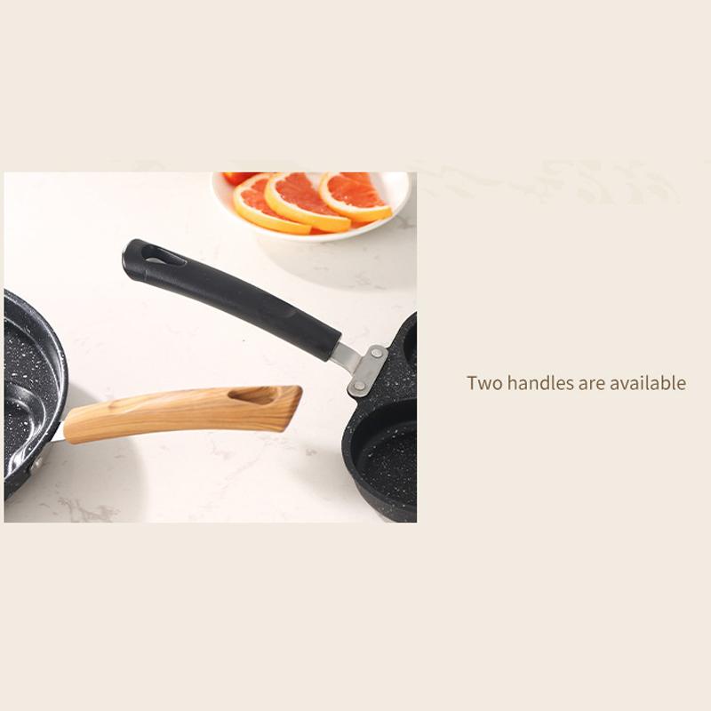 Egg Burger Frying Pan Nonstick Wooden Handle Multifunctional Kitchen Cookware for Pancake Burger Breakfast Universal Stove