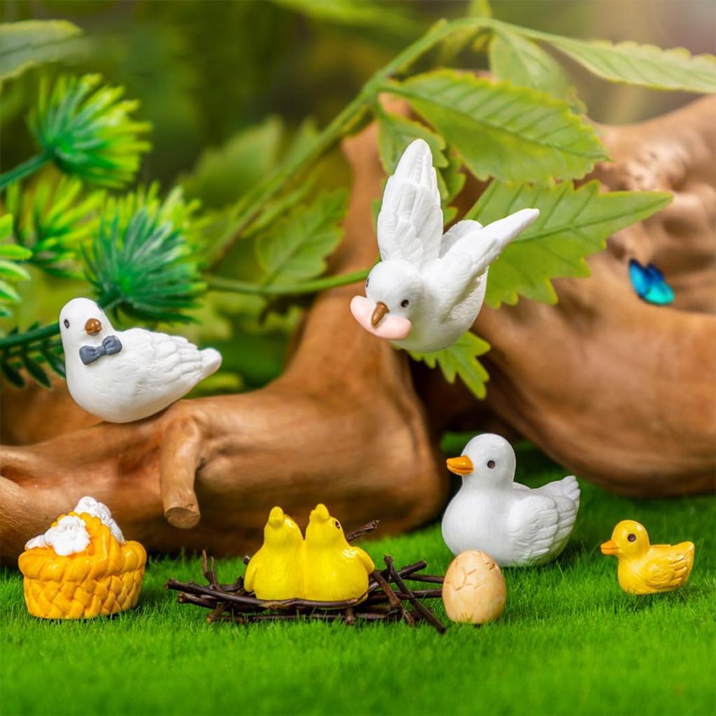 DIYBravo Miniature Pigeon Mini Scenery Set of Featuring Fish Micro Landscape Micro Landscape Entryway Bookshelf Plant Tabletop Garden Picks and