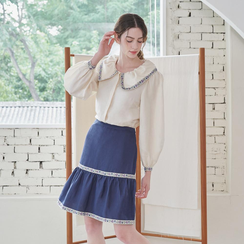 Jeiol Elena Linen Blend Mini Skirt