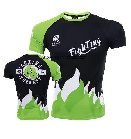 Muay Thai T-shirt set men's and women's pink and green MMA comfortable and breathable
