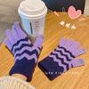 Warme Winterhandschuhe für Damen Koreanischer Stil Paar Touchscreen Fünffinger Gestrickt Herren Radfahren Plus Samt Studenten Verdickt Niedlich Jacquard