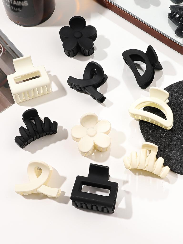 10 st Blandade Färger Mellanstora Hårklämmor Halkfria Starka Hållarklämmor för Kvinnor och Flickor Tunt Tjockt Hår