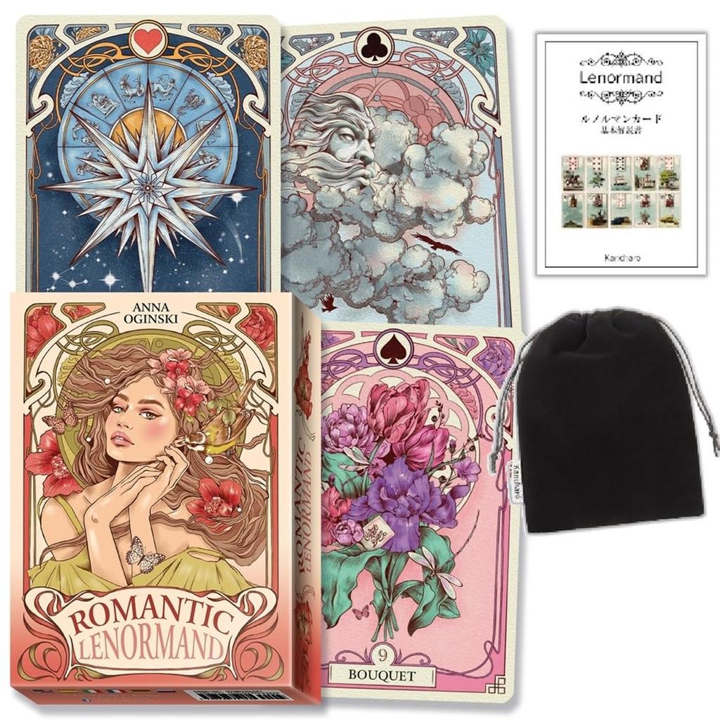 Kancharo Lenormand Tarot Card Set Lenormand Includes a Japanese Lenormand Card Basic Instruction Manual and Pouch Cards, 37-Piece [Romantic Oracle]