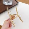Style Elegant Korean Pearl Rhinestone Hair Claw Clip For Womens Updos Chic
