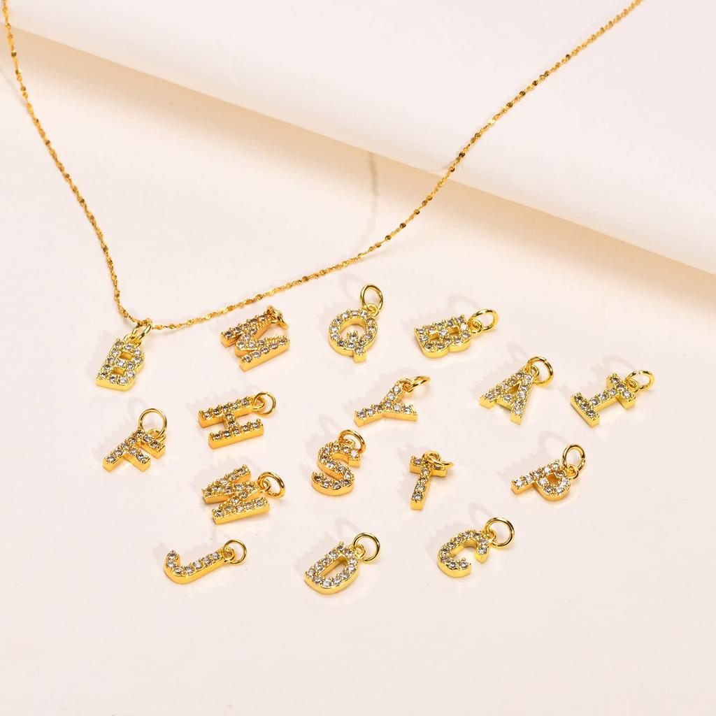 Necklace for Stainless Alphabet Sparkly Initial Anniversary [Rockyu] Women, Gold, Hypoallergenic, Steel, Pendant, Zirconia, Letters, Chain, Accessory,