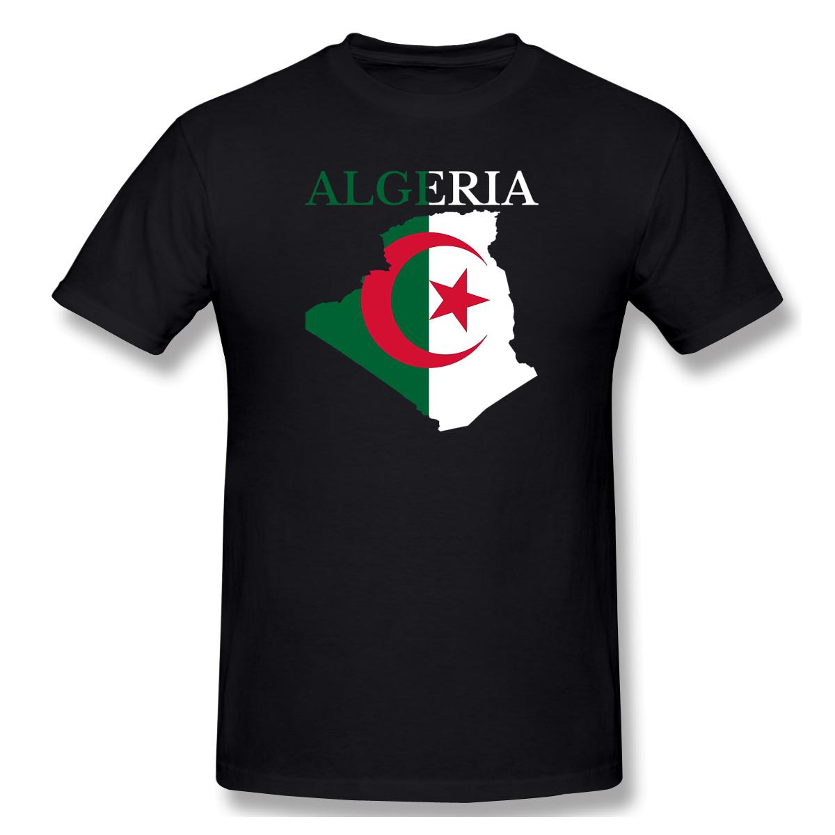 

Алжир Карта флага Мужская базовая футболка с коротким рукавом Винтаж R282 Tees