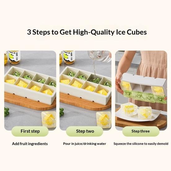 Square Silicone Ice Cube Tray with Lid  6-Cavity Easy Release Ice Cube Mold Stackable BPA-free Ice Cube Maker Dishwasher Safe Home Bar Essential