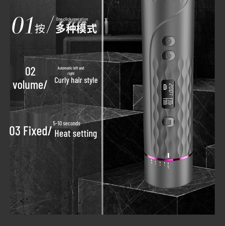 Wireless Automatic Rotating Curling Iron with LCD Display