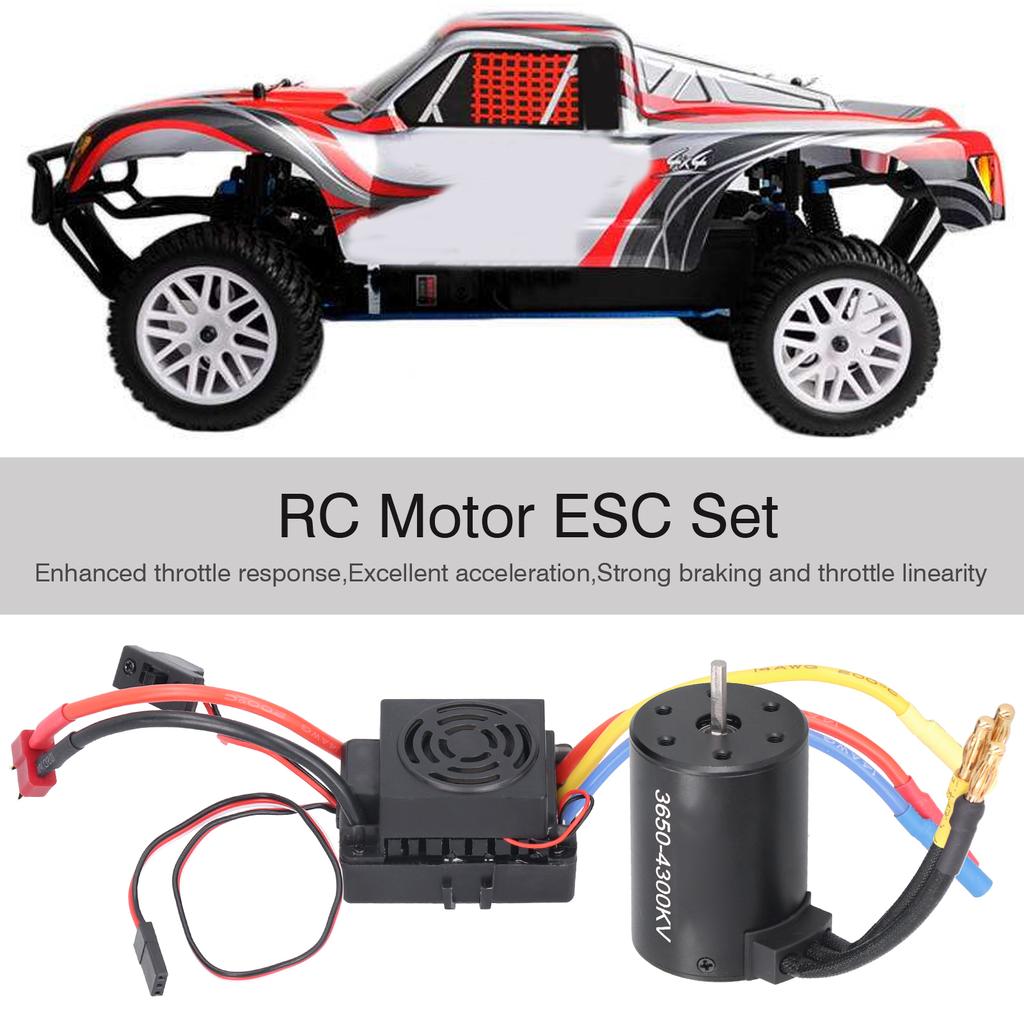 3650 Waterproof 4300KV Brushless Motor 60A Brushless ESC Accessory Set for 1/10 RC Car