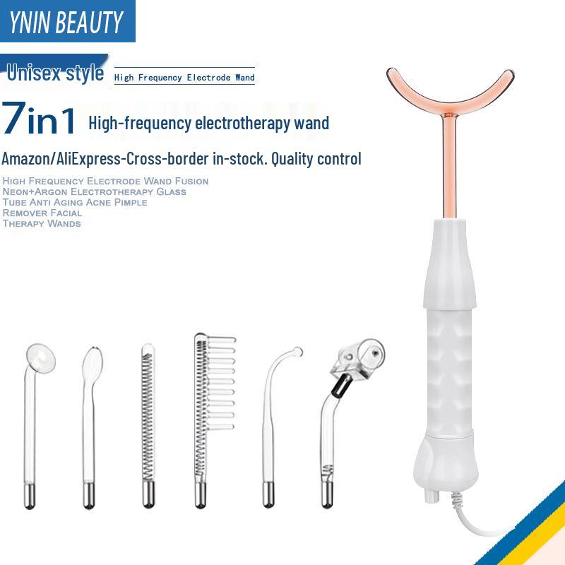 

Высокочастотная электротерапевтическая палочка и расческа: Двухцветный набор инструментов для красоты лица и кожи головы для домашнего использования Blue 6-in-1