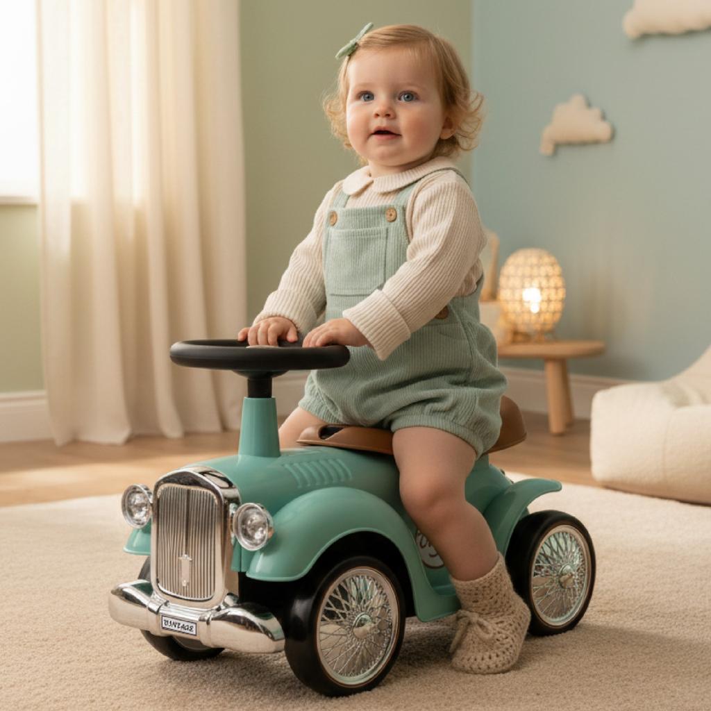 Retro Racing Ride-on Walker Pusher for Children Mint
