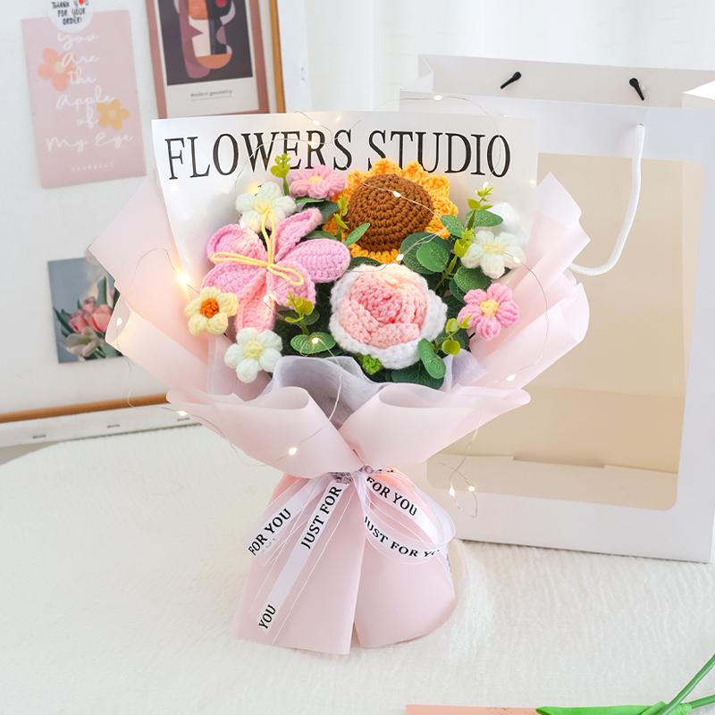 Handcrafted Knitted Roses Bouquet: Valentine s Day & Birthday Gift for Girlfriend