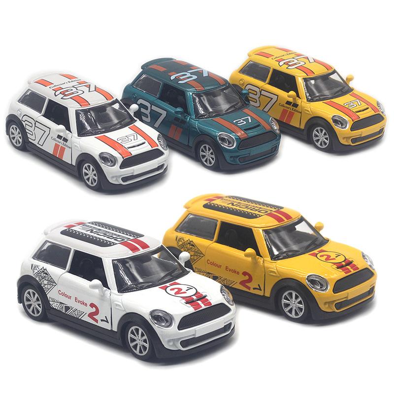 1:32 Alloy Mini Cooper Painted Rally Car Model Pull Back Door Opening Car Model Children'S Toy Gifts