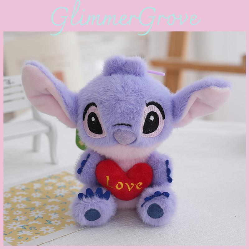 Cute Stitch Hugging Heart With Letter Embroidered Cartoon Plush Doll Pendant For Bag Decor And Collectors