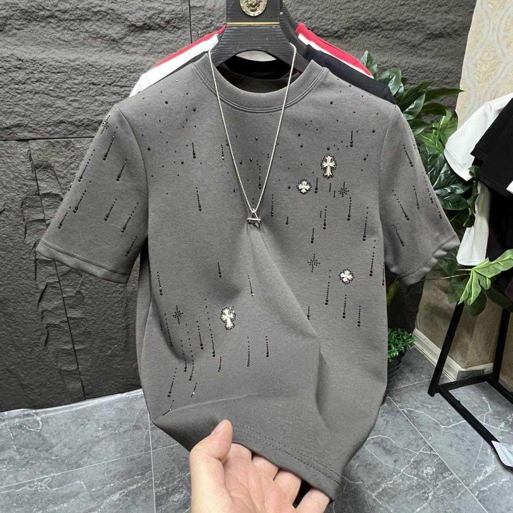 Men's Trendy Cotton Steel Letter Print T-Shirt - Summer Loose Fit, Round Neck