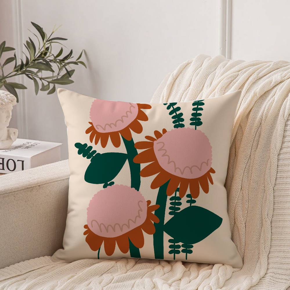 Plants And Flowers Pillow Case Home Decor Throw For Sofa Bed Car Room Decor Gift Idea