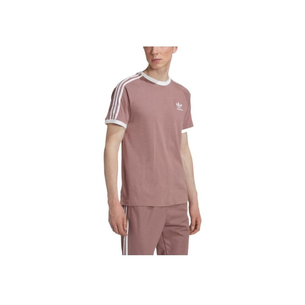 Adidas Originals Trefoil Logo Striped Short Sleeve T-Shirt Men Tops Dirty-Pink HM9326
