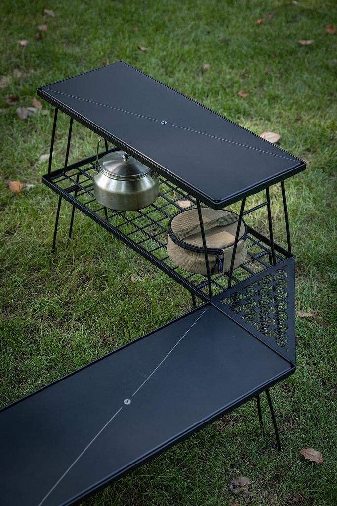 CAMPING MOON Minimal Rack Connecting Corner Extensions with Aluminum Tops, Set of 2, Black, Black Gear, T-229-6C-2P