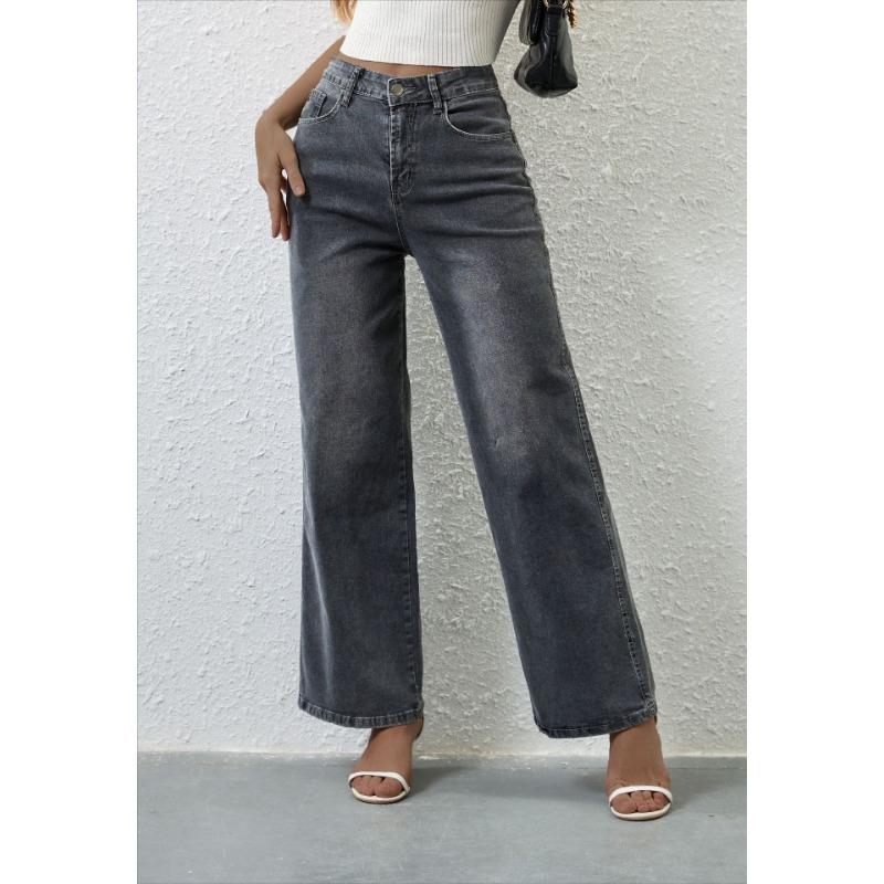 VEZFAA Damemote Uformelt Ensfarget trykk Høy midje Bukser og Capris