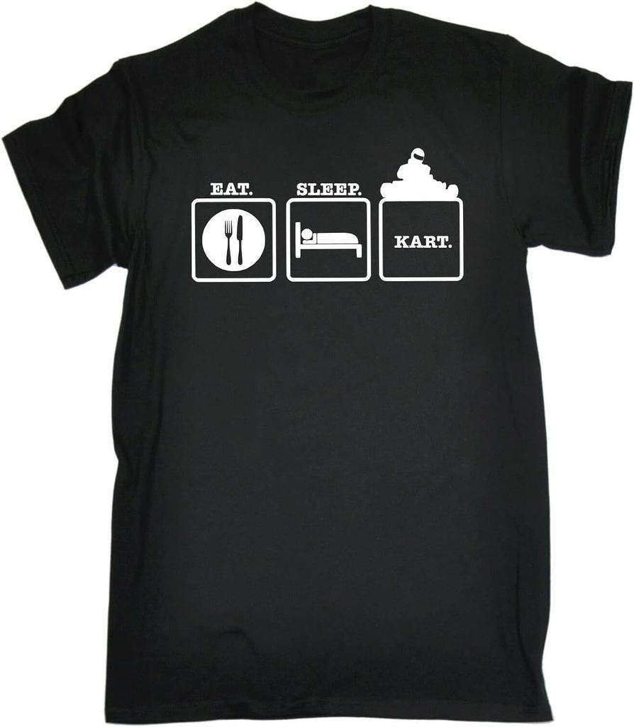 Eat Sleep Kart Mens Yellow Red Mens Women T Shirt tee Birthday Gift go Karting car Bike Racing Funny