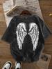 230g Cleaned Mens Vintage Tshirt Featuring Angel Wings Retro Design Relaxed Fit Streetwear Tee With Dropped Shoulders