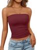 Top a tubino senza maniche da donna, senza spalline, Streetwear, tinta unita, Bustier, vestibilità aderente, elasticizzato, estivo, casual, da indossare tutti i giorni, Canottiera
