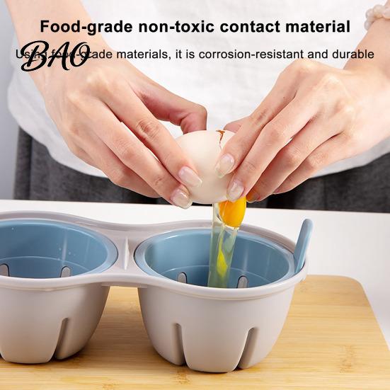 Double Egg Poacher Dual Cavity Microwave with Lid, Heat Resistant Plastic Steamer Hole Steamer, Compact Cooker Quick Breakfast Tool Safe Cookware