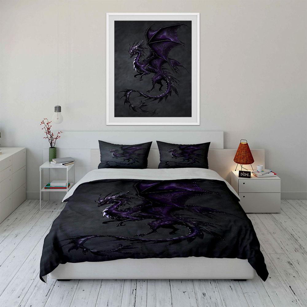 Purple Dragon with Patterns. Bedding Sets Duvet Cover Sets Duvet Covers Pillowcases(1 * Duvet Cover 2 * Pillowcases Without Duvet Insert)