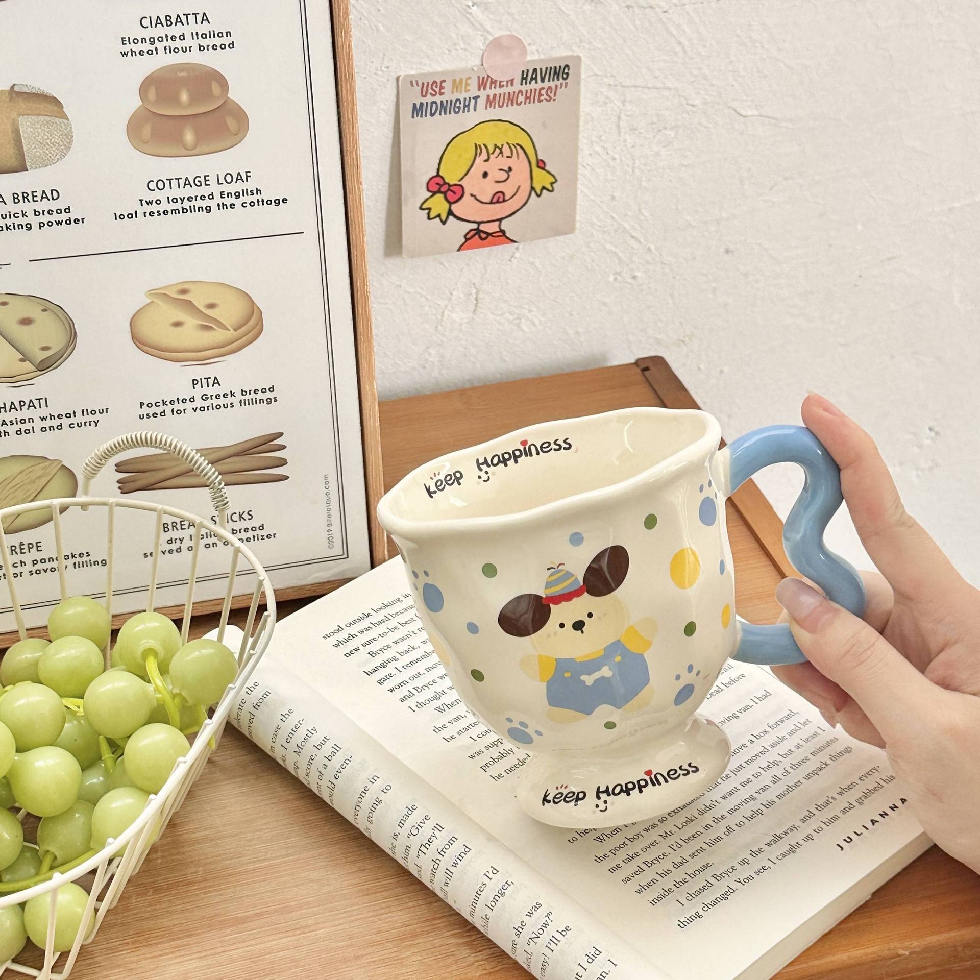 

Милый кролик в горошек Креативная мультяшная керамическая кружка высокой ценности с крышкой и ложкой Подарок на день рождения для девочек 400ML