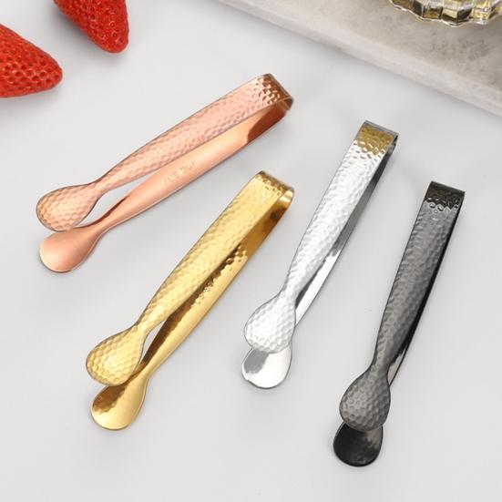 Stainless Steel Ice Tongs Mini Sugar Tongs Stainless Steel 304 Food Grade Compact Ice Cube Clip Non-Slip Grip Tongs for Coffee Sugar Cubes Bar Hot