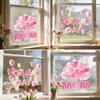 Muttertag Fensteraufkleber Wasserdicht Rosa Herzen Ballons Dekorativer Aufkleber Statische Glasaufkleber für Zuhause Büro Geschäft Glastür