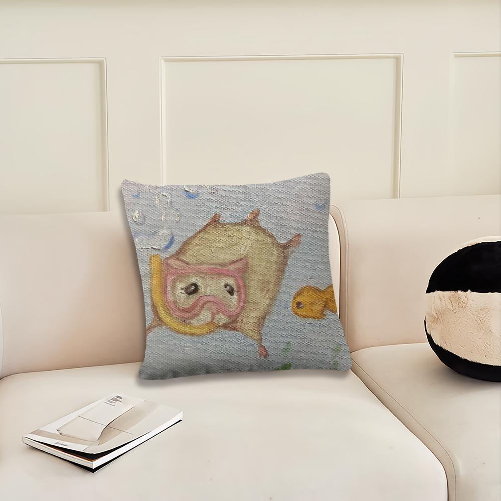 Funny cute Cartoon Hamster cushion cover Pillow Cover Decoration Room Home Sofa living Office Car Nordic Simplicity