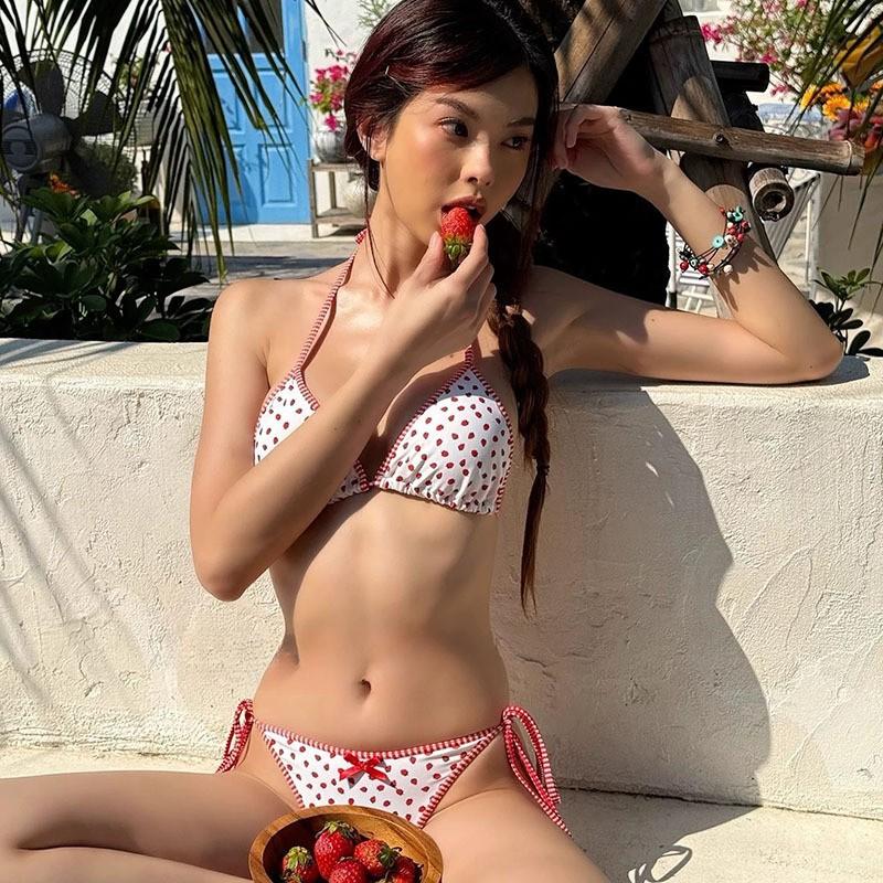 Swimsuit Super Sexy Three-point Strap Bikini Dopamine Print Seaside Vacation S
