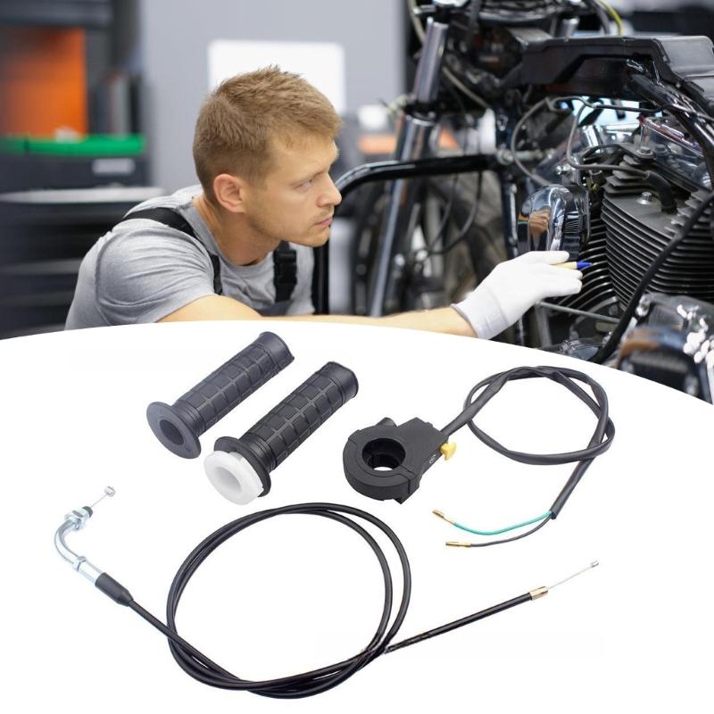 Throttle Line Accelerator Handle Grips for 2 Strokes Engine 60/50cc Mini Bike 22mm Twist Throttle Grips Cable Assembly