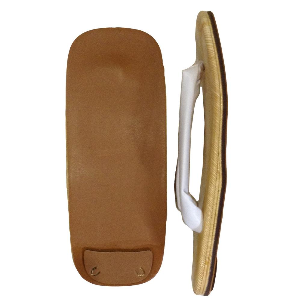 Edoten Geta Sandals, Yellow Tatami Embossed, Made in Japan, Light Sole (Double Core), White Strap, Size L (Large)
