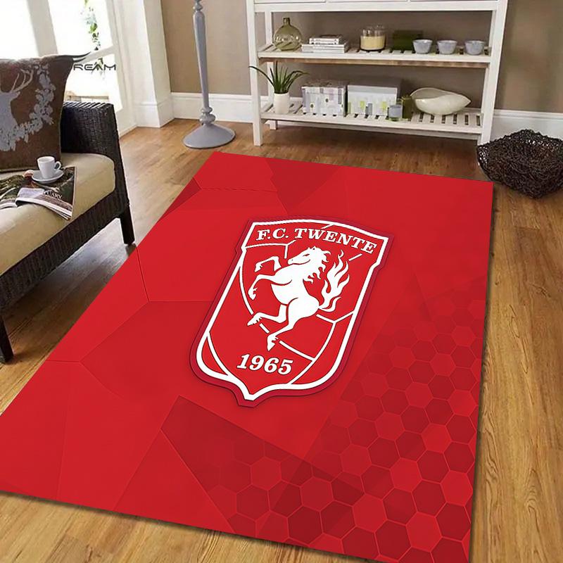 FC Twente Flannel Pattern Square Carpet,Area Rug,Carpet Rug for Living Room Bedroom Sofa Playroom Decor,Non-slip Floor Mat