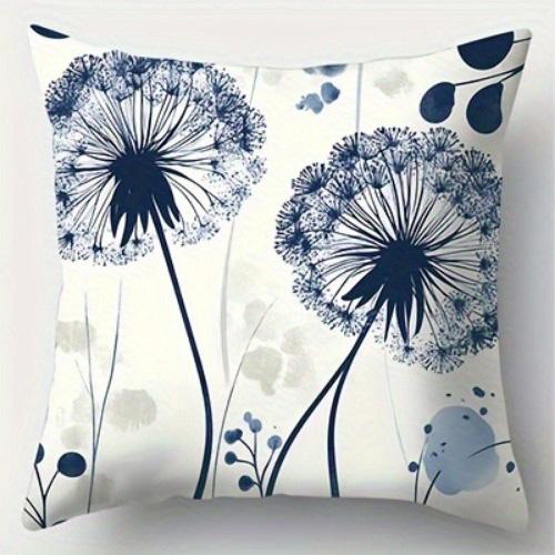 Blaues Löwenzahnmuster Kissenbezug, Sofa Schlafzimmer Kissenbezug, einseitiger Druck, ohne Kissenkern