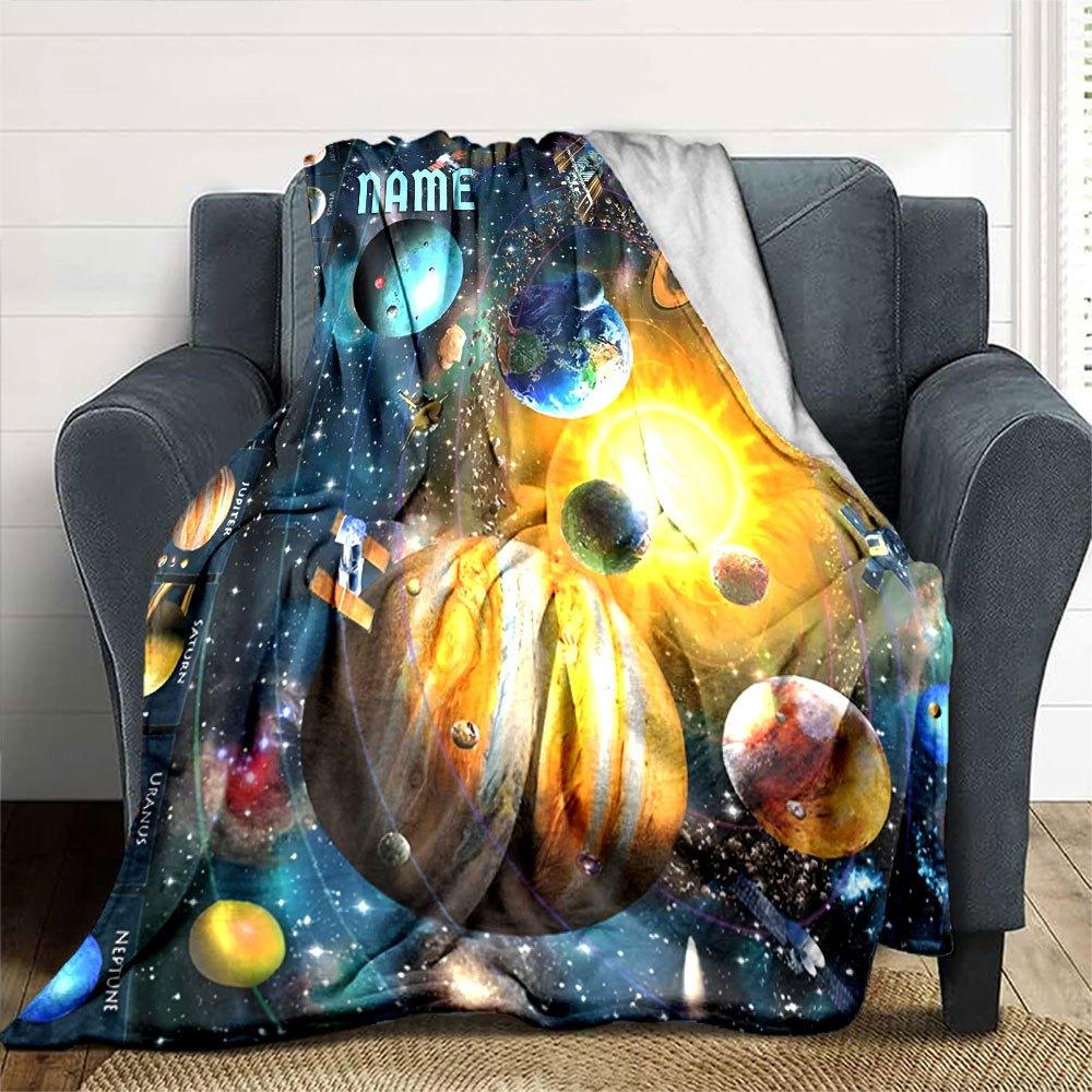 Solar System Planets Home Customize Your Name Blankets Comfortable Soft Lightweight All Season Versatile Blanket Perfect For Picnic Sofa Office Bed