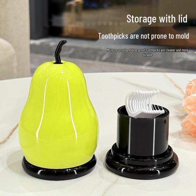 High-End Cute Apple Pear Toothpick & Cotton Swab Holder