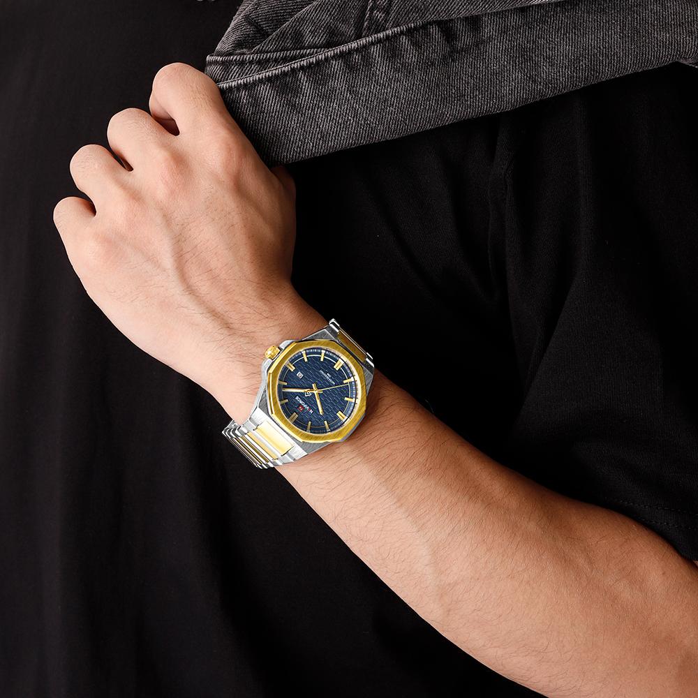 NAVIFORCE Simple Watch for Men Stainless Steel Strap Calendar Movement Luminous Pointer Waterproof 3ATM Casual Fashion Men's Watch NF9245