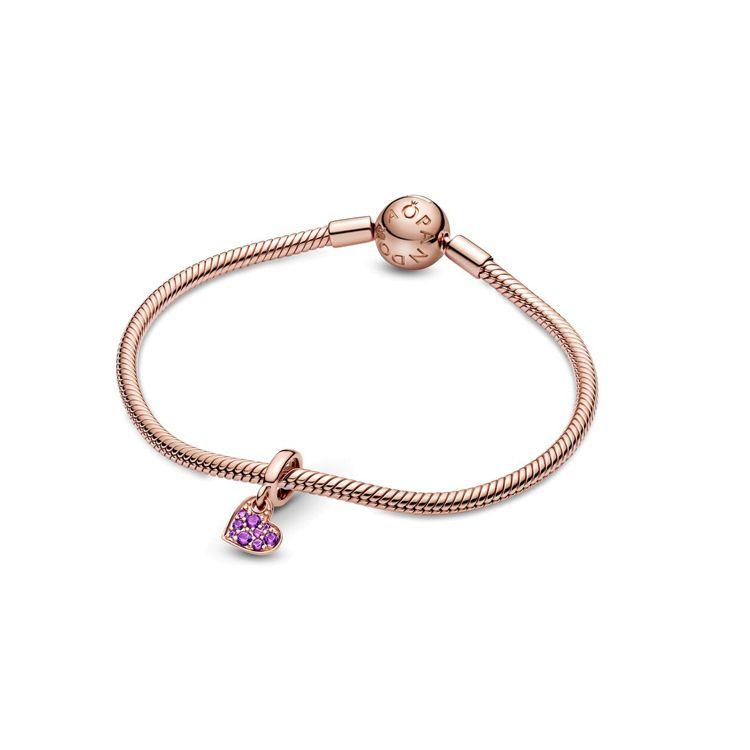 Pandora Tilted Heart Pavé Pendant Women Jewelry 789404C03