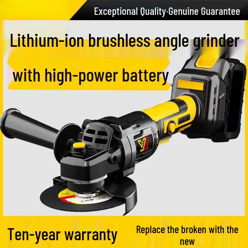 High-Power Brushless Rechargeable Angle Grinder with Lithium Battery for Cutting and Multi-Function Polishing