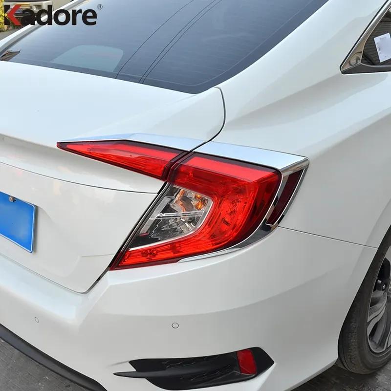 For Honda Civic 2016 2017 2018 Sedan Carbon Car Rear Tail Light Lamp Cover Trim Taillight Frame Trims Accessories