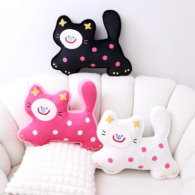 Cute Dopamine Polka Dot Cat Doll Clown Cat Pillow Plush Toy Doll Sofa Cushion Girl Gift