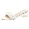 Fashion Transparent High Heels Sexy Ladies Woman Slippers New Summer Shoes Square Heel Weave Square Toe Slippers Ladies Leather Shoes