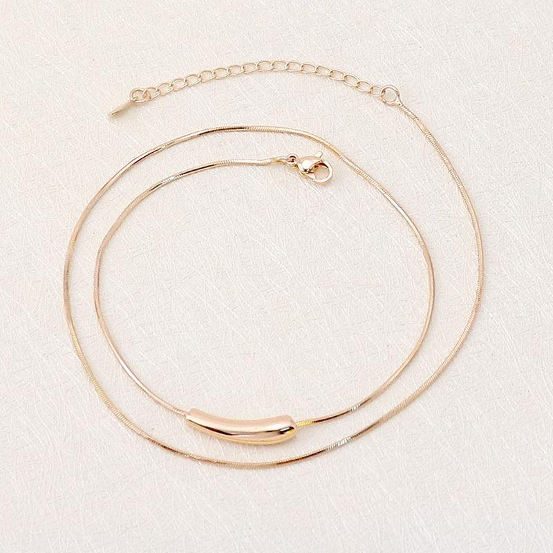 Small Eggplant Elbow Necklace Female Titanium Steel Clavicle Chain Snake Bone Chain Stainless Steel