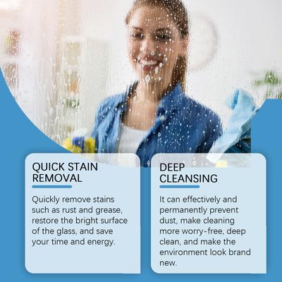 Glass Cleaner - Household Cleaner for Stain Removal On Shower Enclosures, Bathtubs & Glass Surfaces