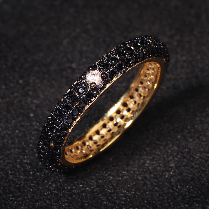 S Silver Colorful Zircon Black Gold Ring for Women Full Zircon Wedding Party Engagement High Quality Jewelry Ring Gift
