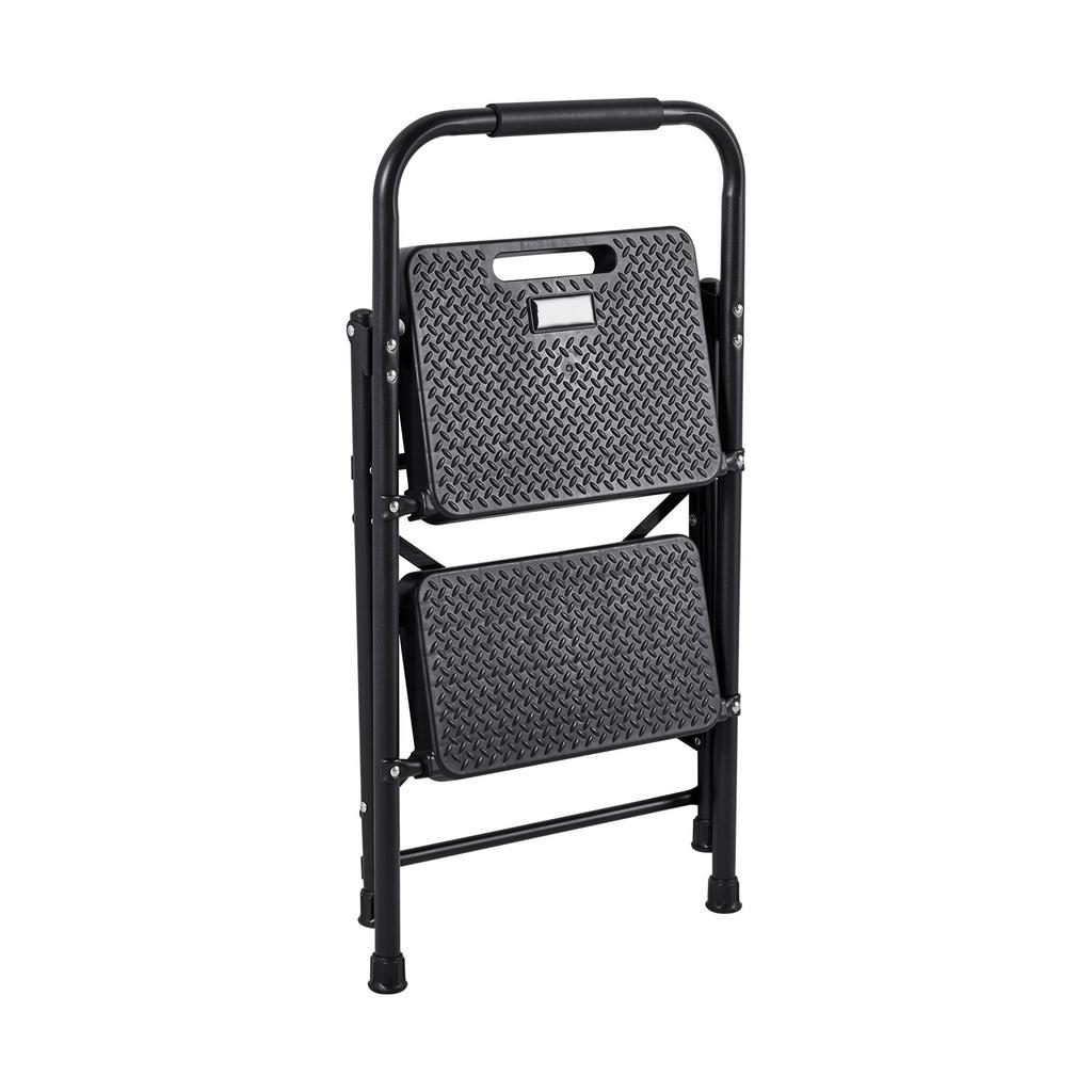 VEVOR 2 Step Ladder, Folding Step Stool with Wide Anti-Slip Pedal and Comfort Handgrip, Lightweight 272 kg Capacity Portable Steel Ladder